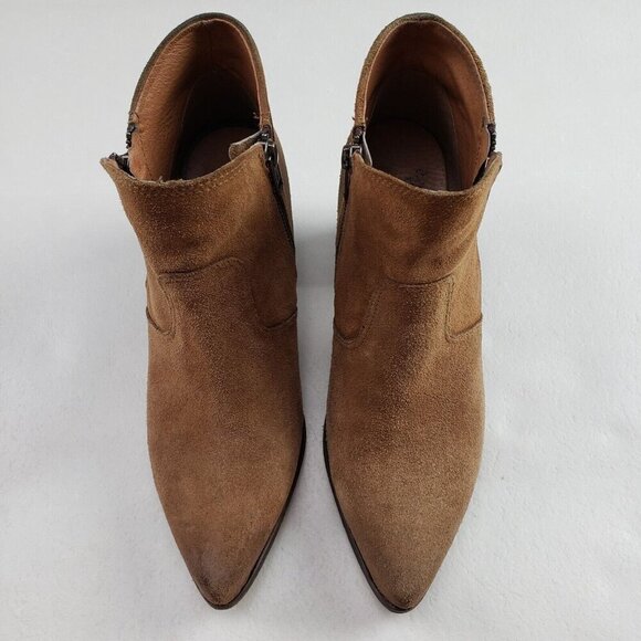 Freebird Rock Suede Ankle Boot Womens 9 Brown Side Zip Heeled Pointed Toe Bootie - Picture 4 of 13
